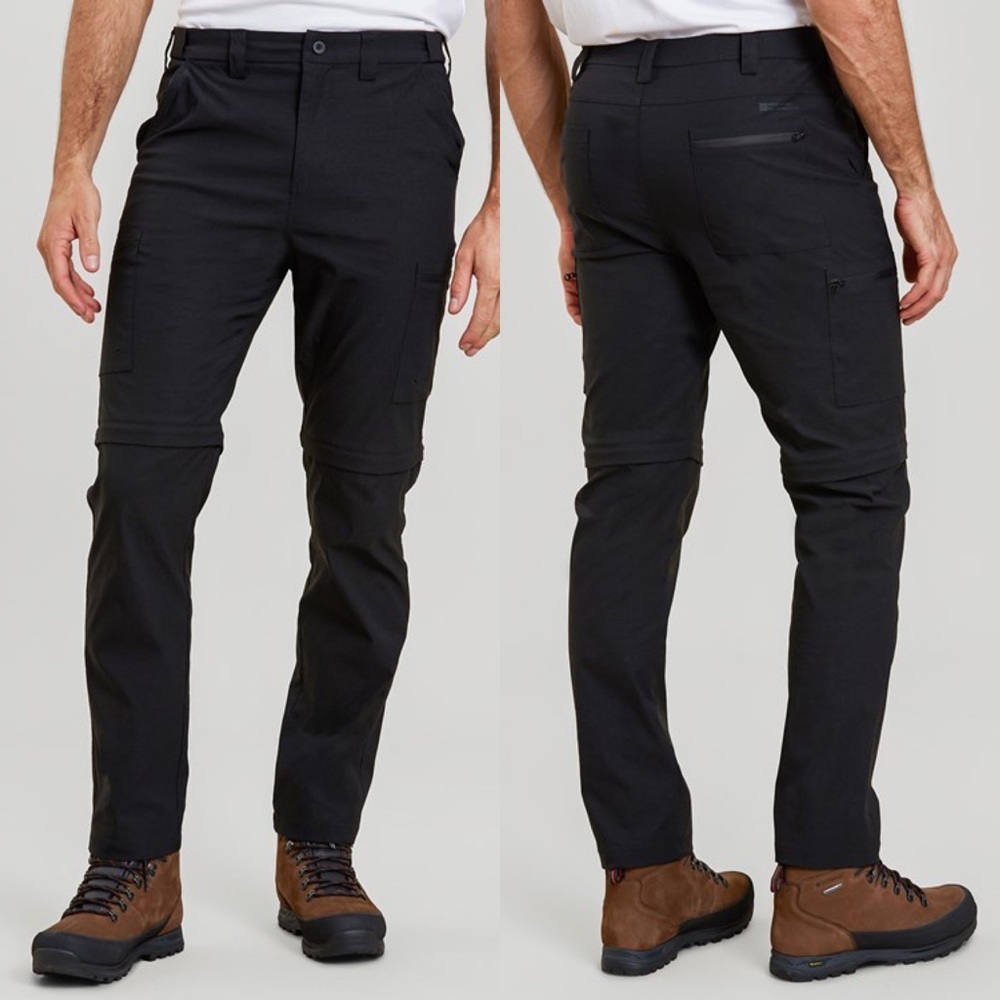 Mountain Wearhouse Trek Stretch Zip Off Convertible Pants Black Size 38 Hiking